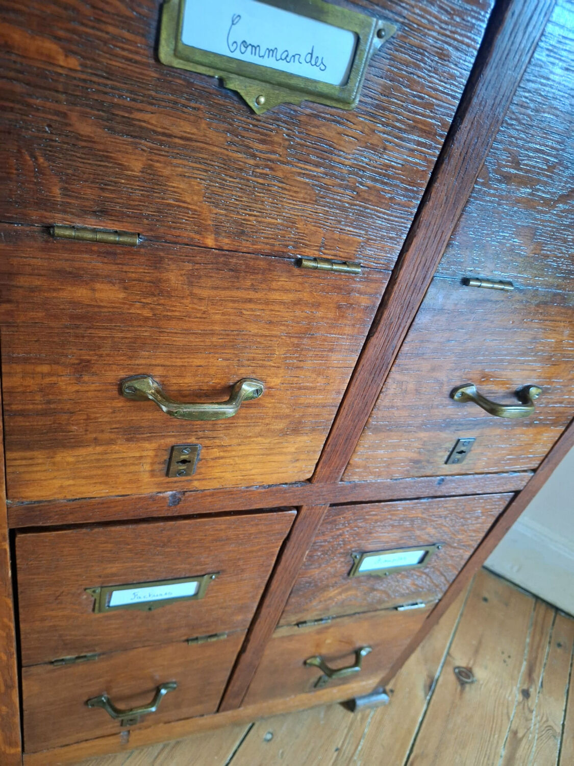 Vintage workshop furniture, antique secretary desk.