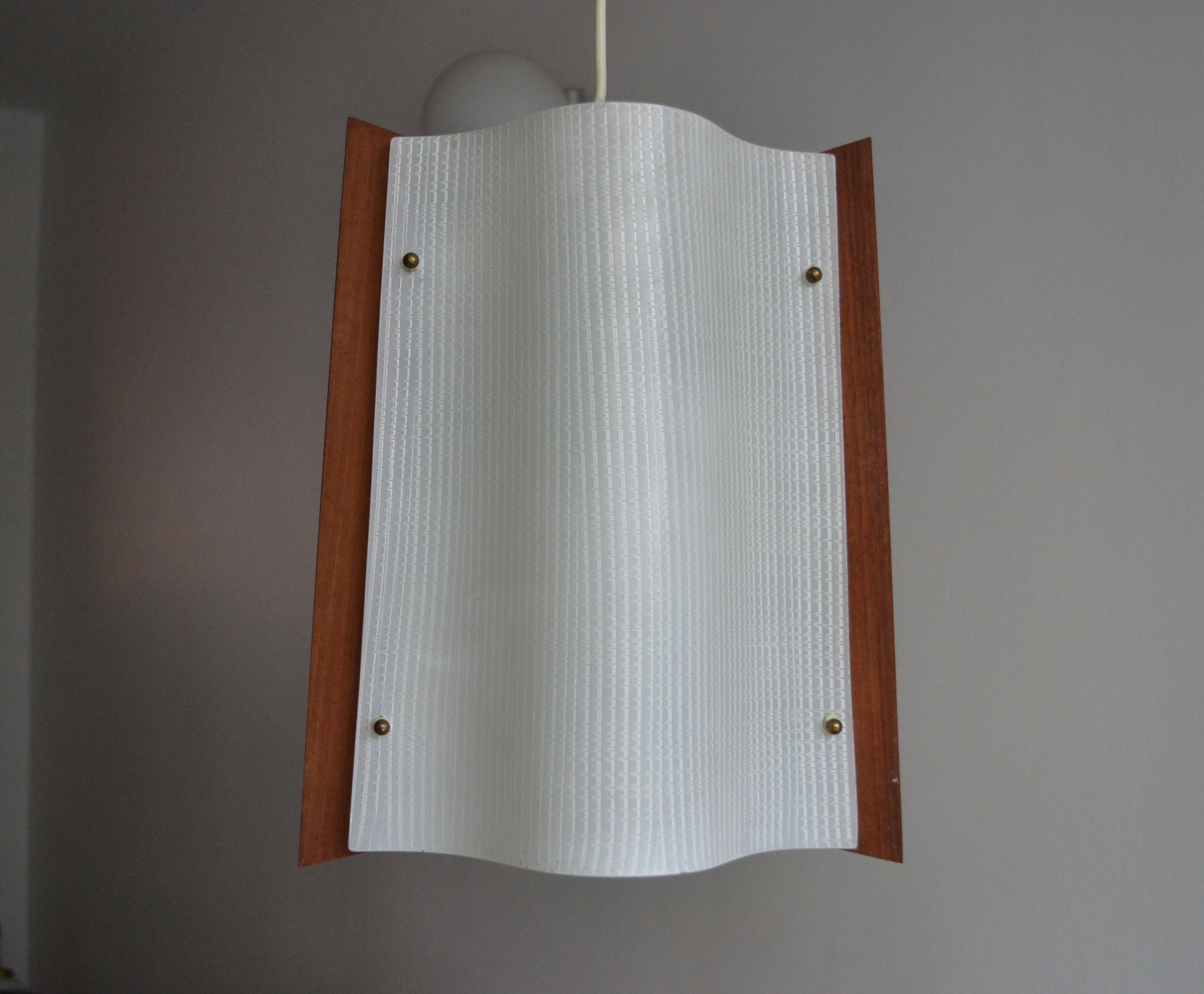 Scandinavian hanging chandelier teak and glass