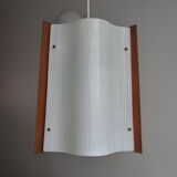 Scandinavian hanging chandelier teak and glass