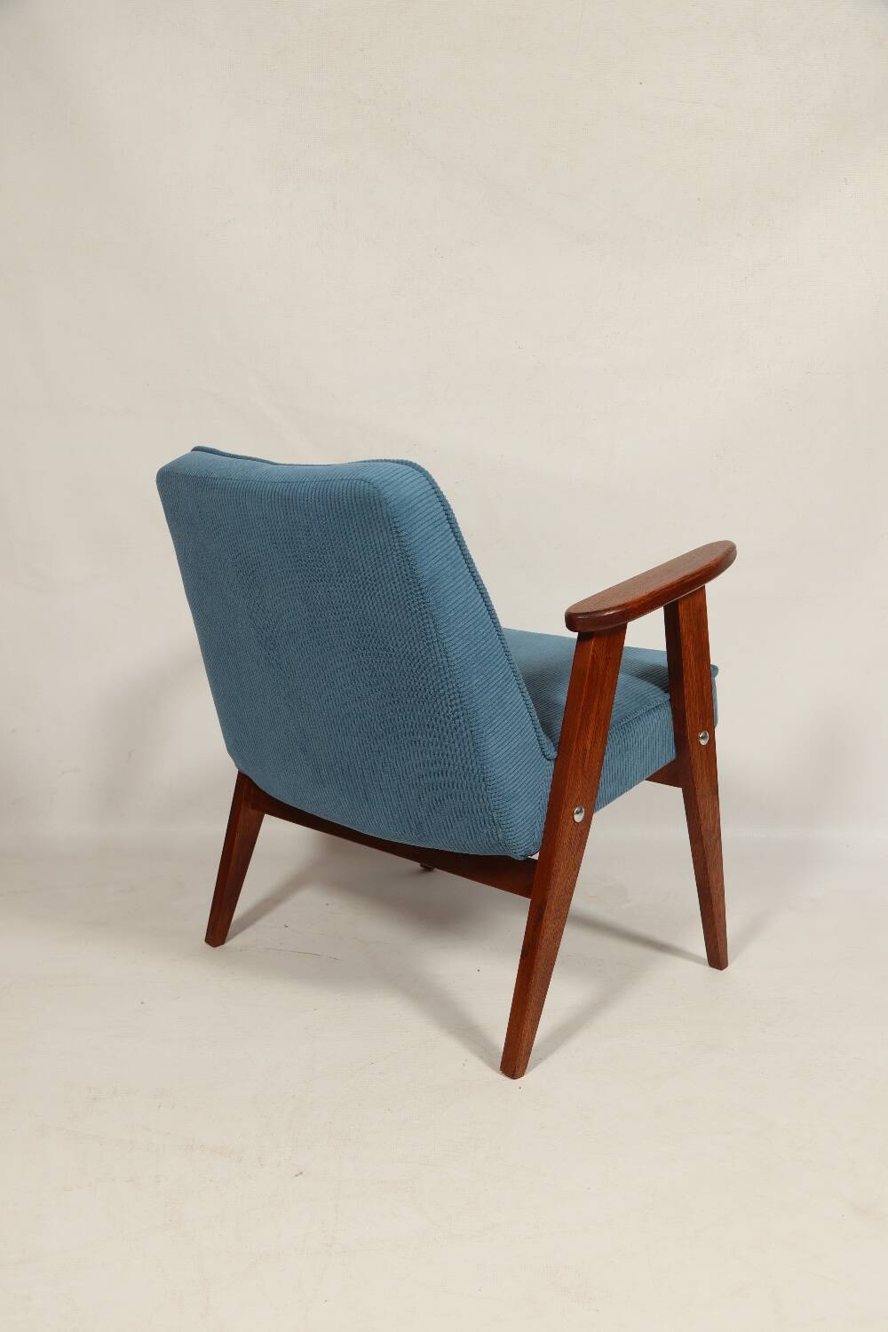 Fauteuil vintage en velours côtelé Revêtement bleu océan