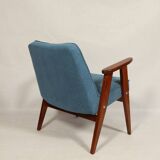 Fauteuil vintage en velours côtelé Revêtement bleu océan