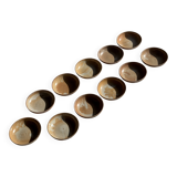 11 assiettes creuses artisanales vintage en grès mat