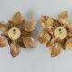 Pair of "flower" sconces in 70s golden metal