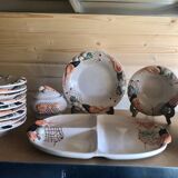 Lobster fish crustacean service in barbotine ceramic