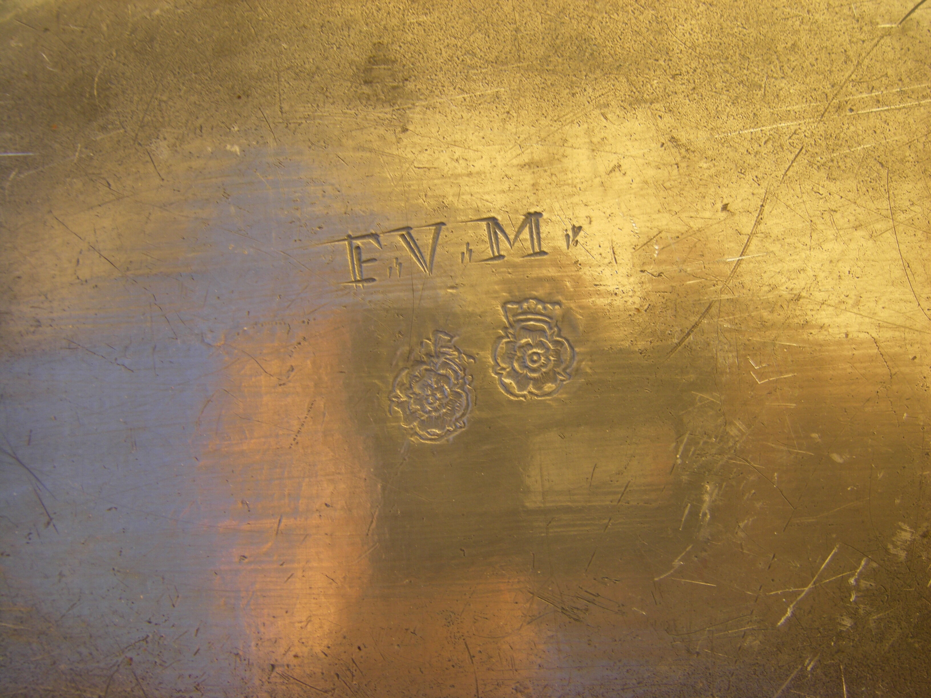 Three dishes in antique tin