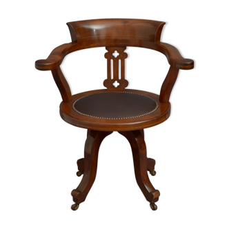 Late Victorian Mahogany and Inlaid Office Chair Desk Chair