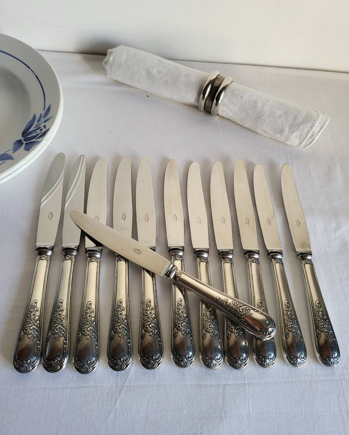12 Silver-Plated Dessert Knives with Stainless Steel Blades Nogent