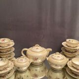 Complete tea set in Limoges porcelain signed Lanternier teapot cup