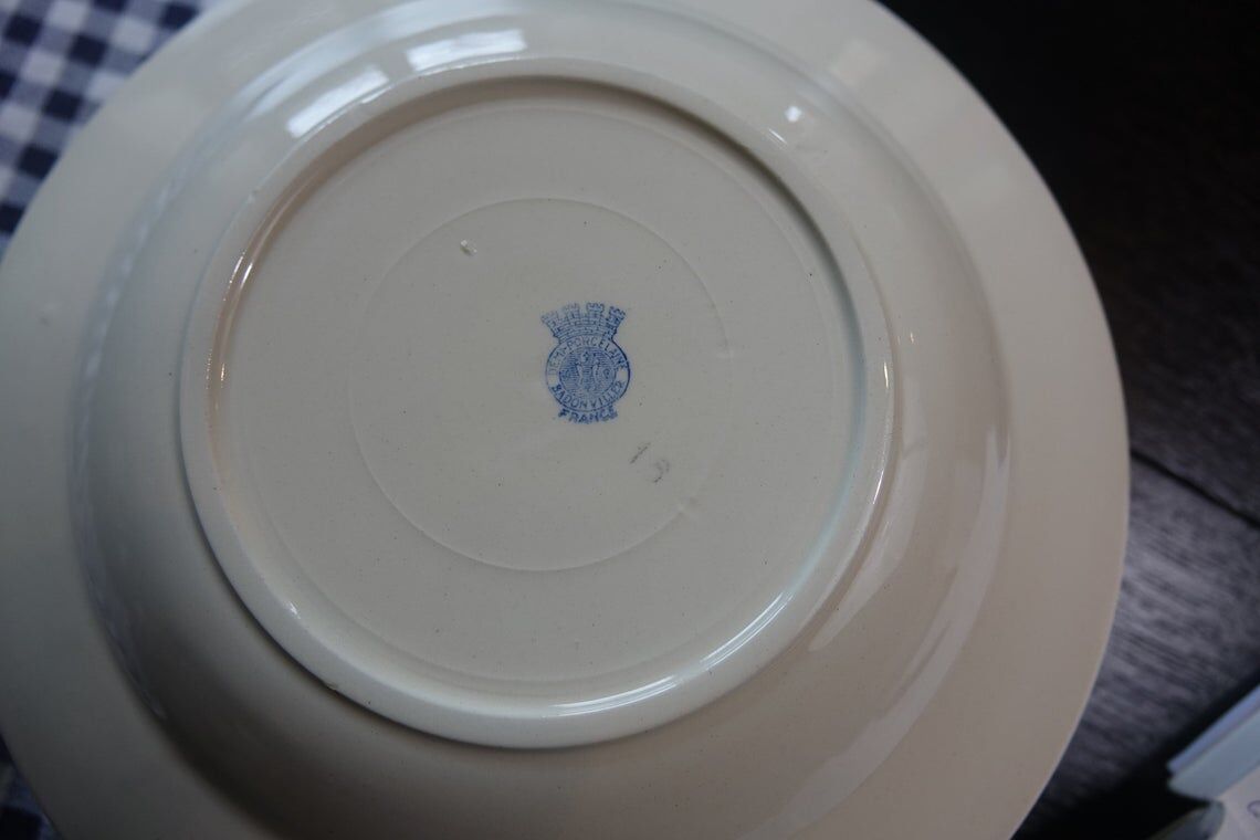 6 hollow plates blue flower pattern - badonviller