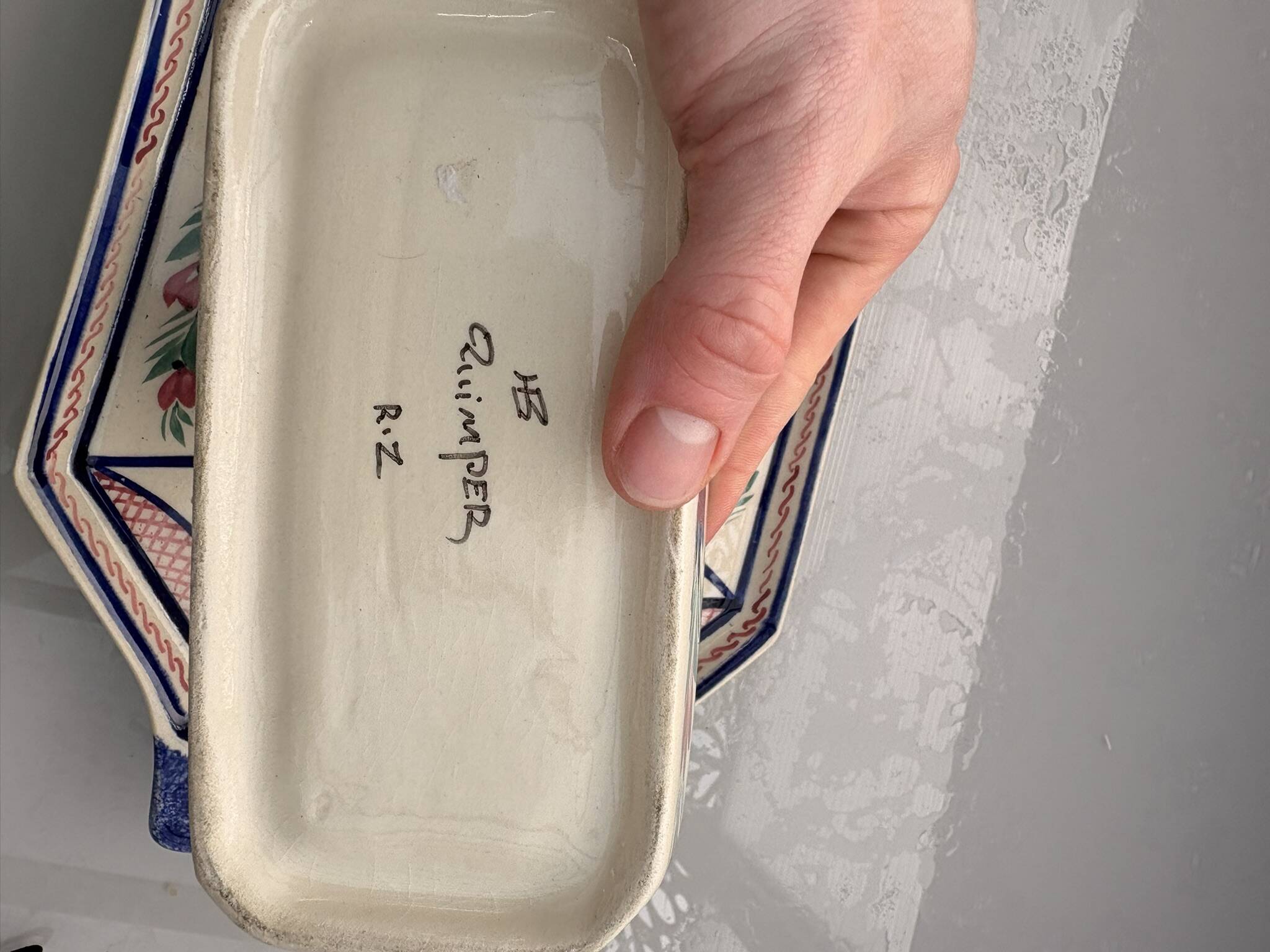 Old dish servant tray ramekin earthenware ceramic henriot quimper bl