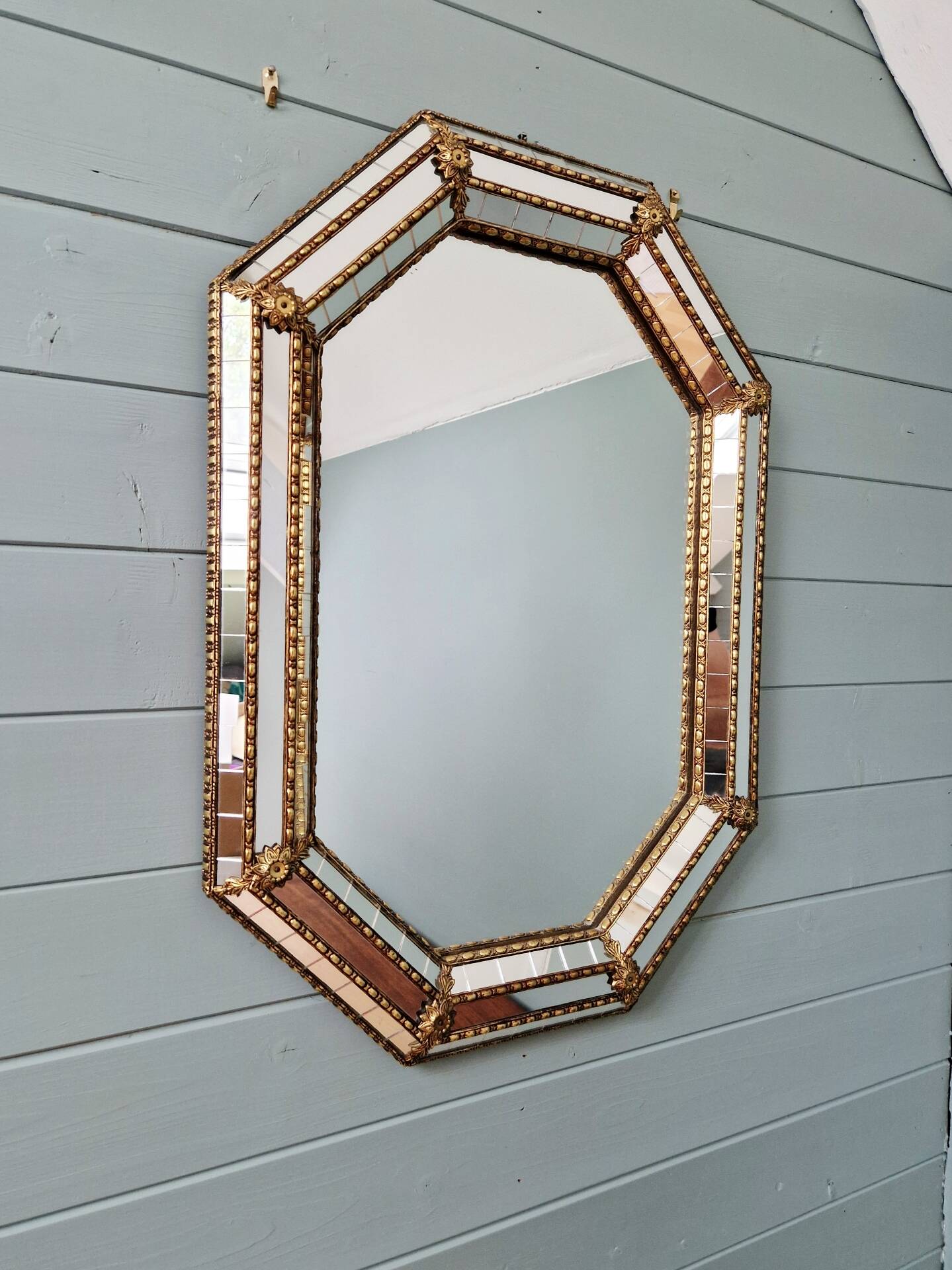 Venetian mirror with brass frames, 1970s-80s