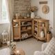 Etagère d’angle vintage en bois – esprit campagne chic