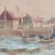 Marine watercolor 1890 by thomas bush hardy, sailing boats near the coast