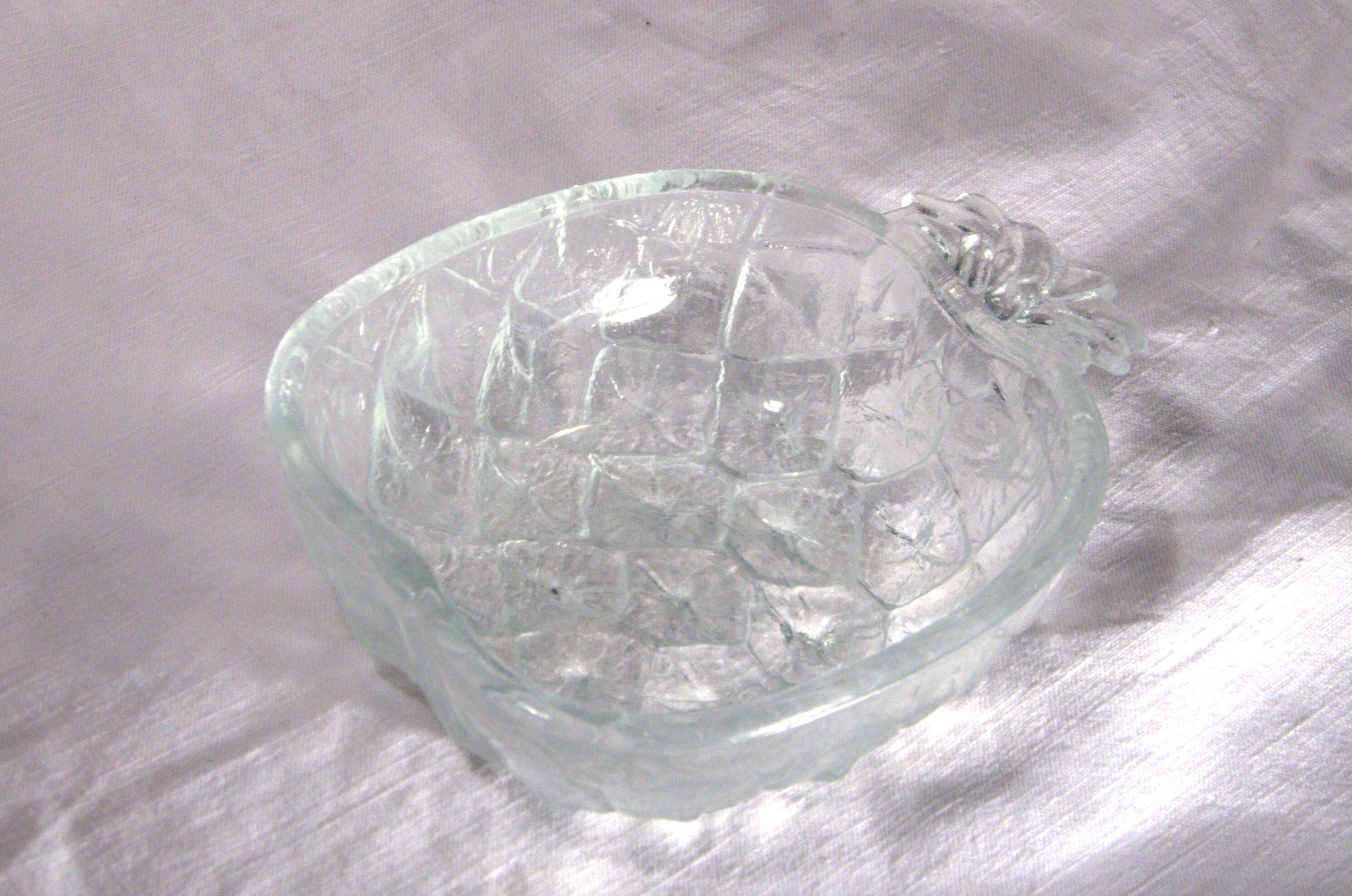 Textured pressed glass ramekin, pineapple shape, vintage, 15x12cm