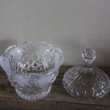 Sugar bowl, candy dish with chiseled glass and foliage
