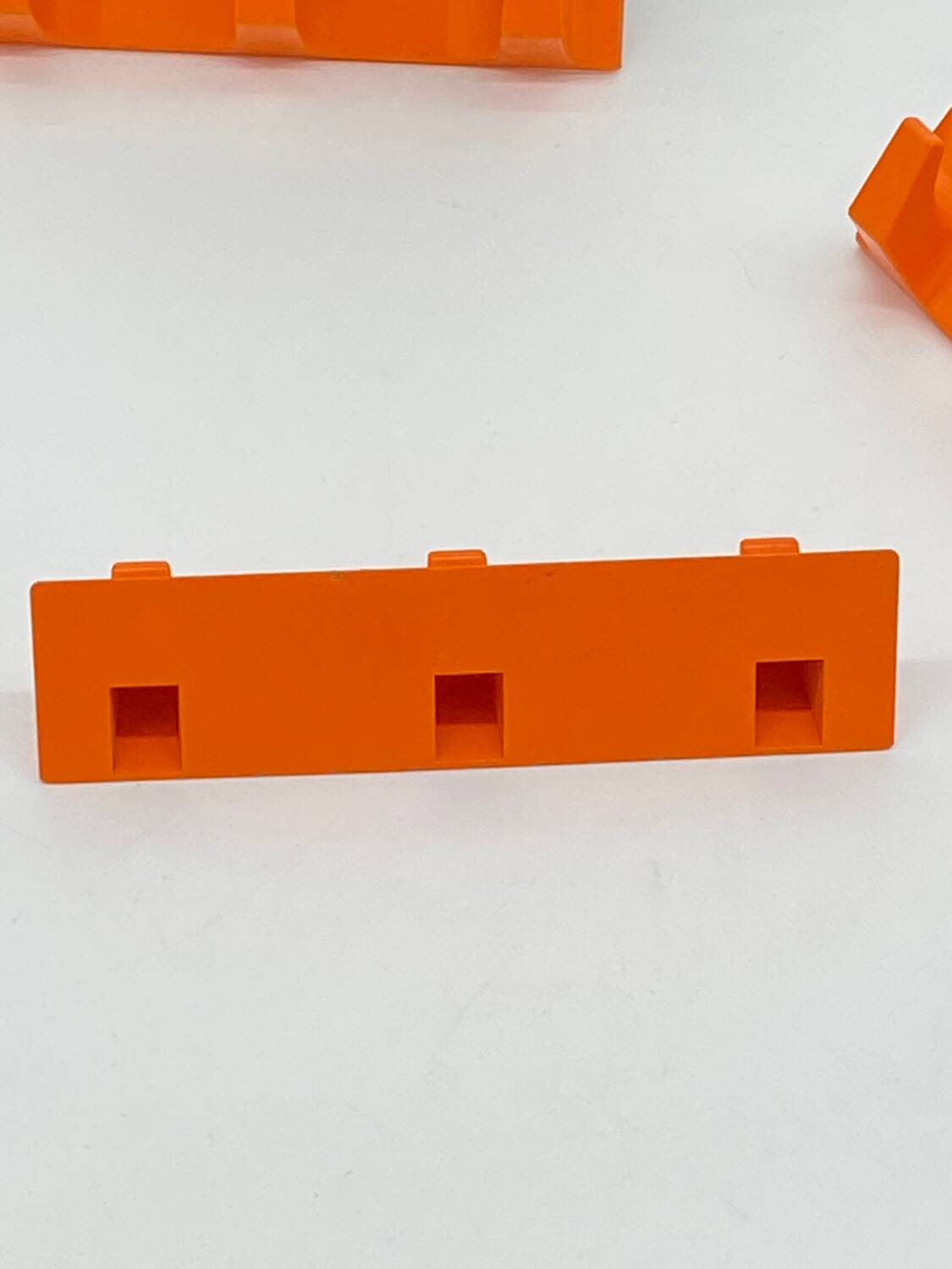 Set of tea towel hooks, vintage, kitchen, orange plastic