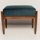 Pair of vintage petrol blue velvet stools from the mid-century, Edmund Homa, 1960s.