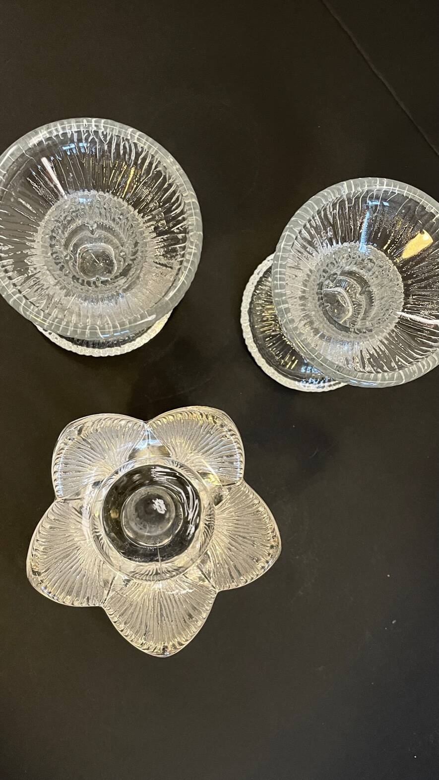 Bougeoirs cristal façon littala vintage