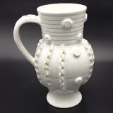 White enamelled ceramic pitcher emile tessier malicorne