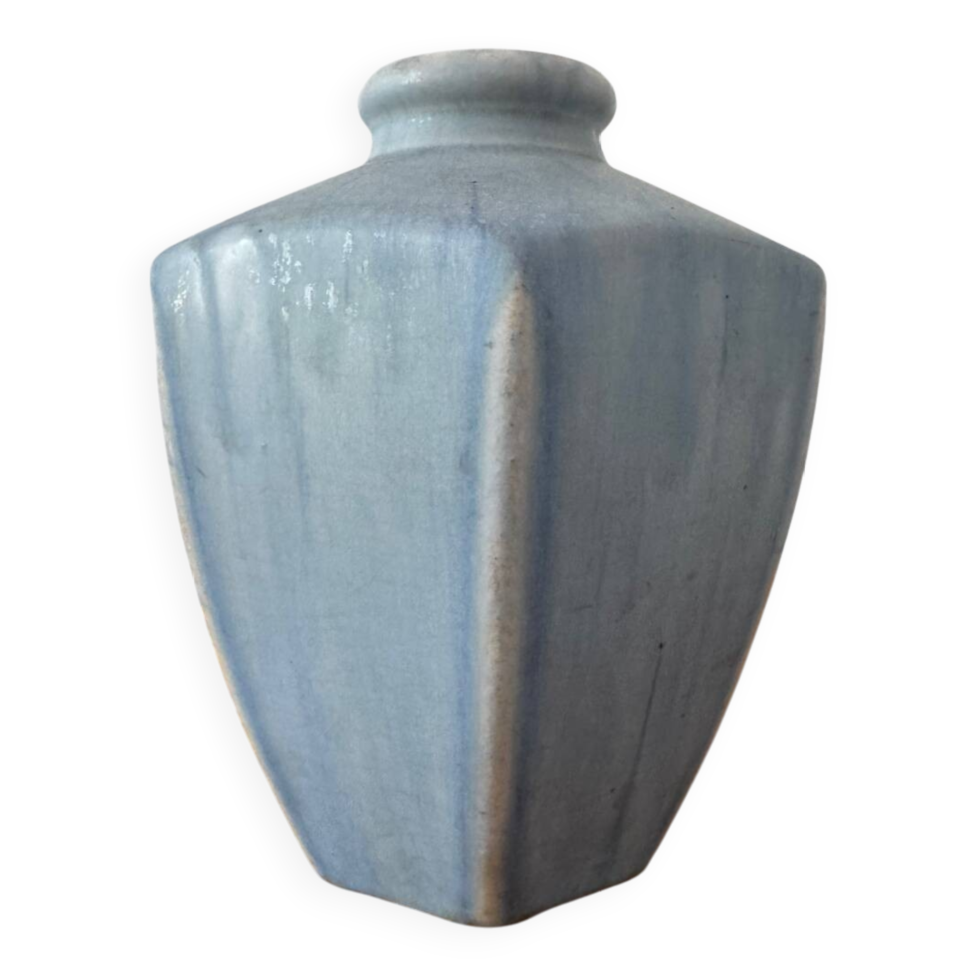 Sky blue ceramic Art Deco vase