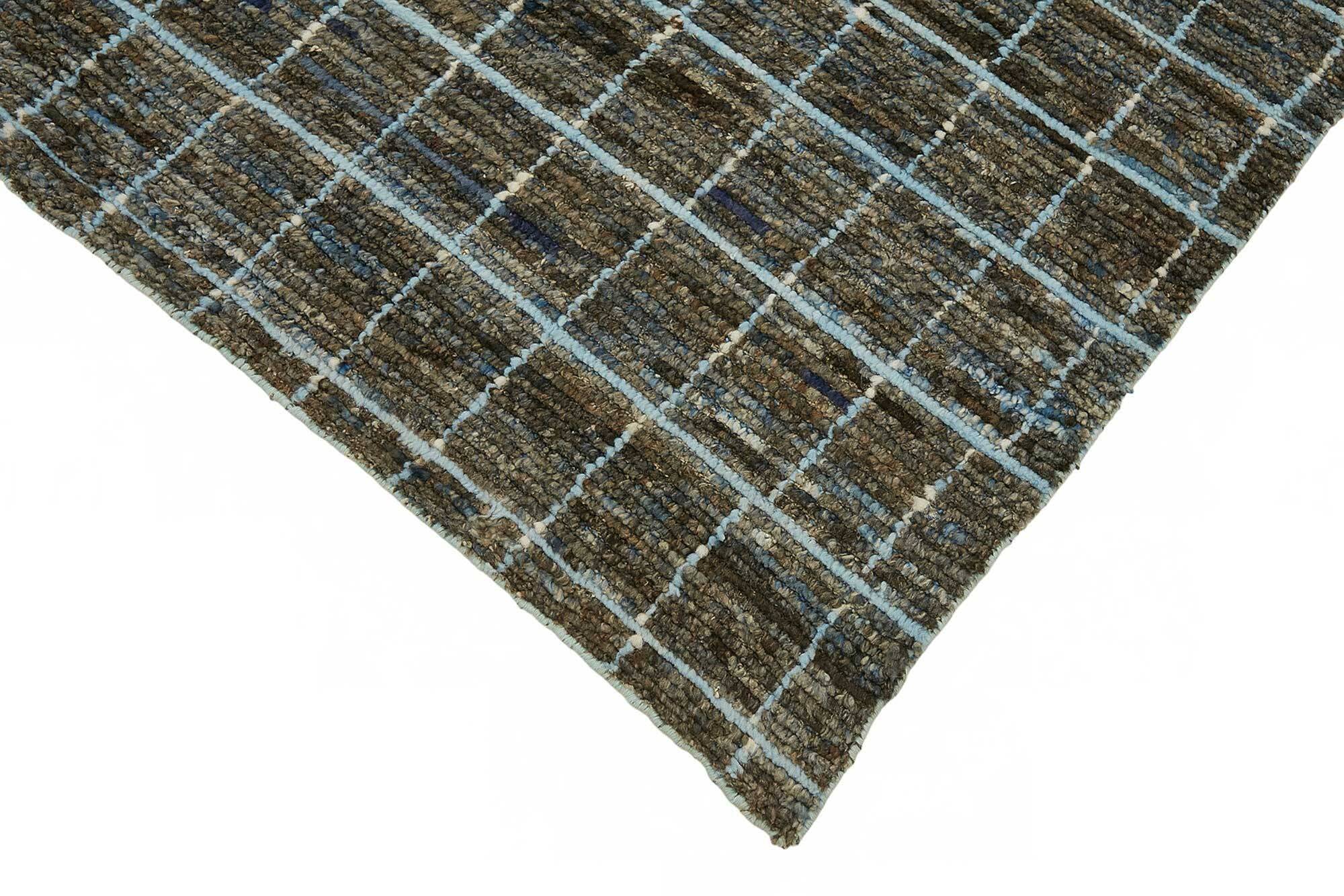 Hand-Knotted Turkish Contemporary 210 cm x 300 cm Grey Wool Carpet