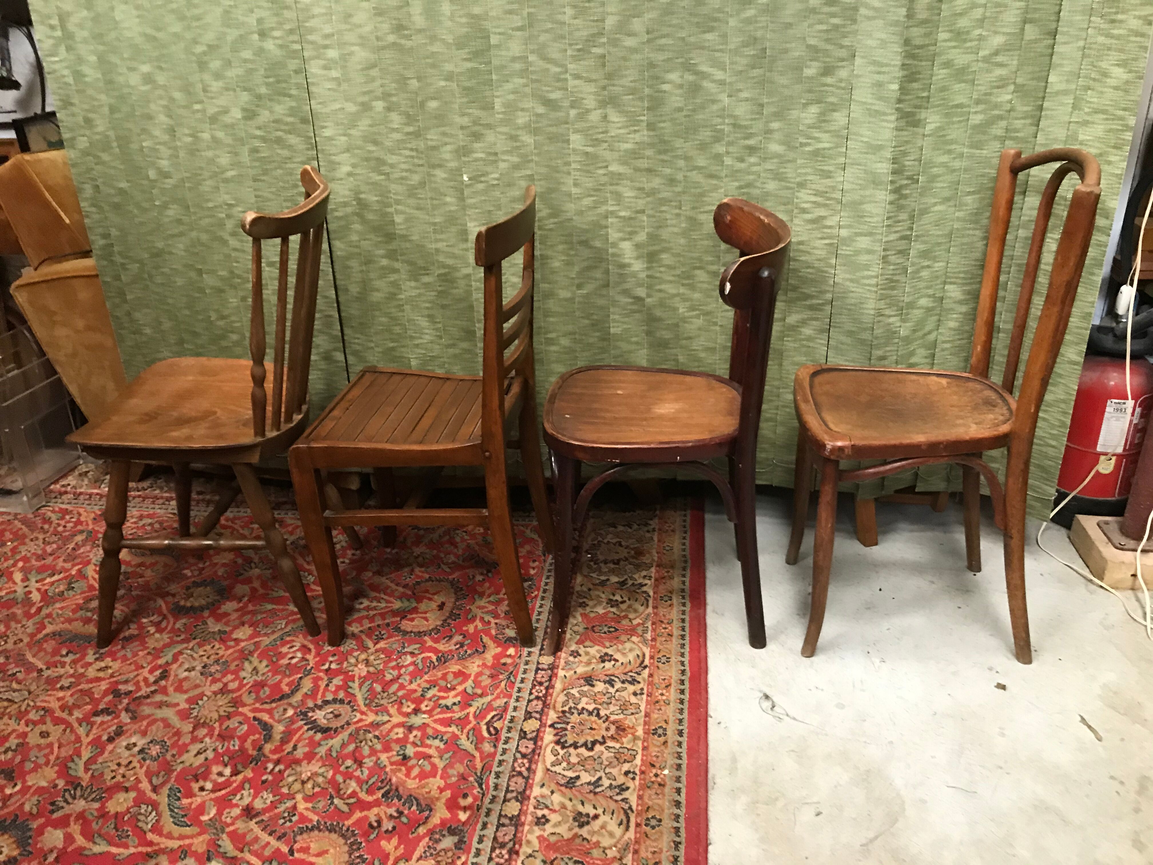 4 vintage mismatched bistro chairs