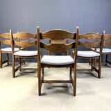 Set of 6 vintage brutalist dining chairs, 1960s