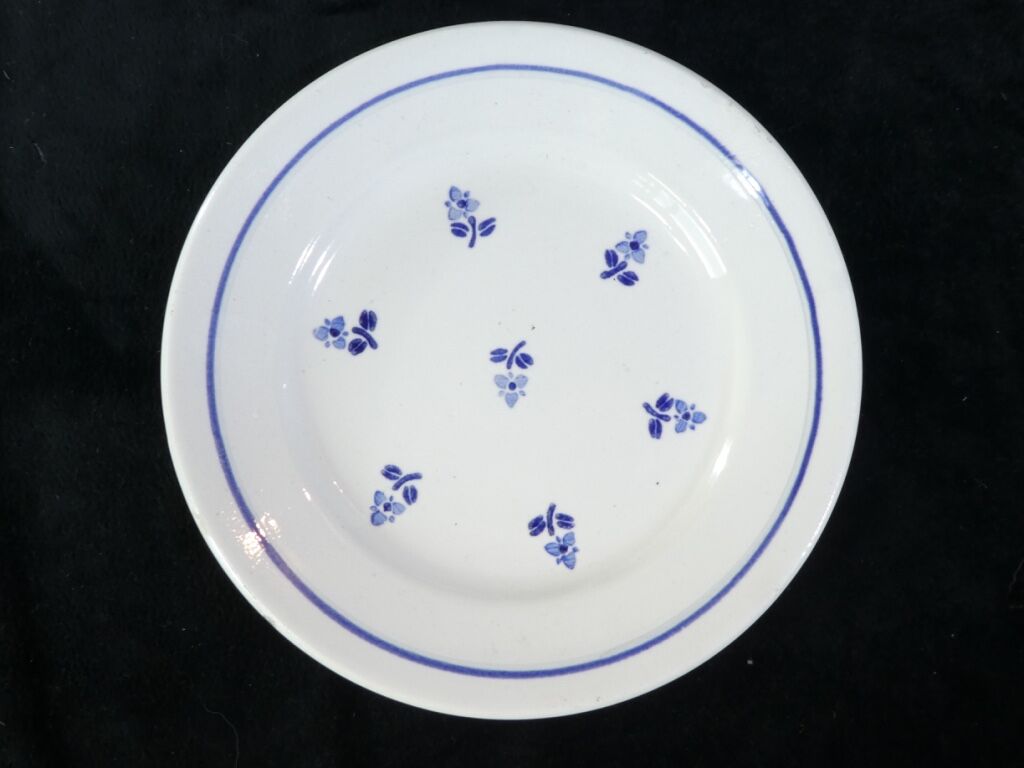 6 dessert plates in faience new model geneve small blue flower
