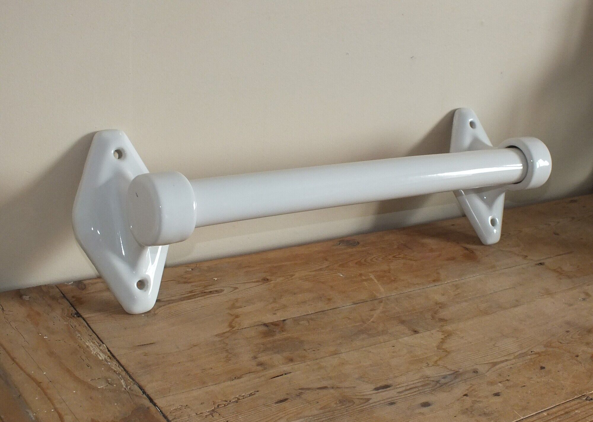 Large Art Deco towel bar in white porcelain