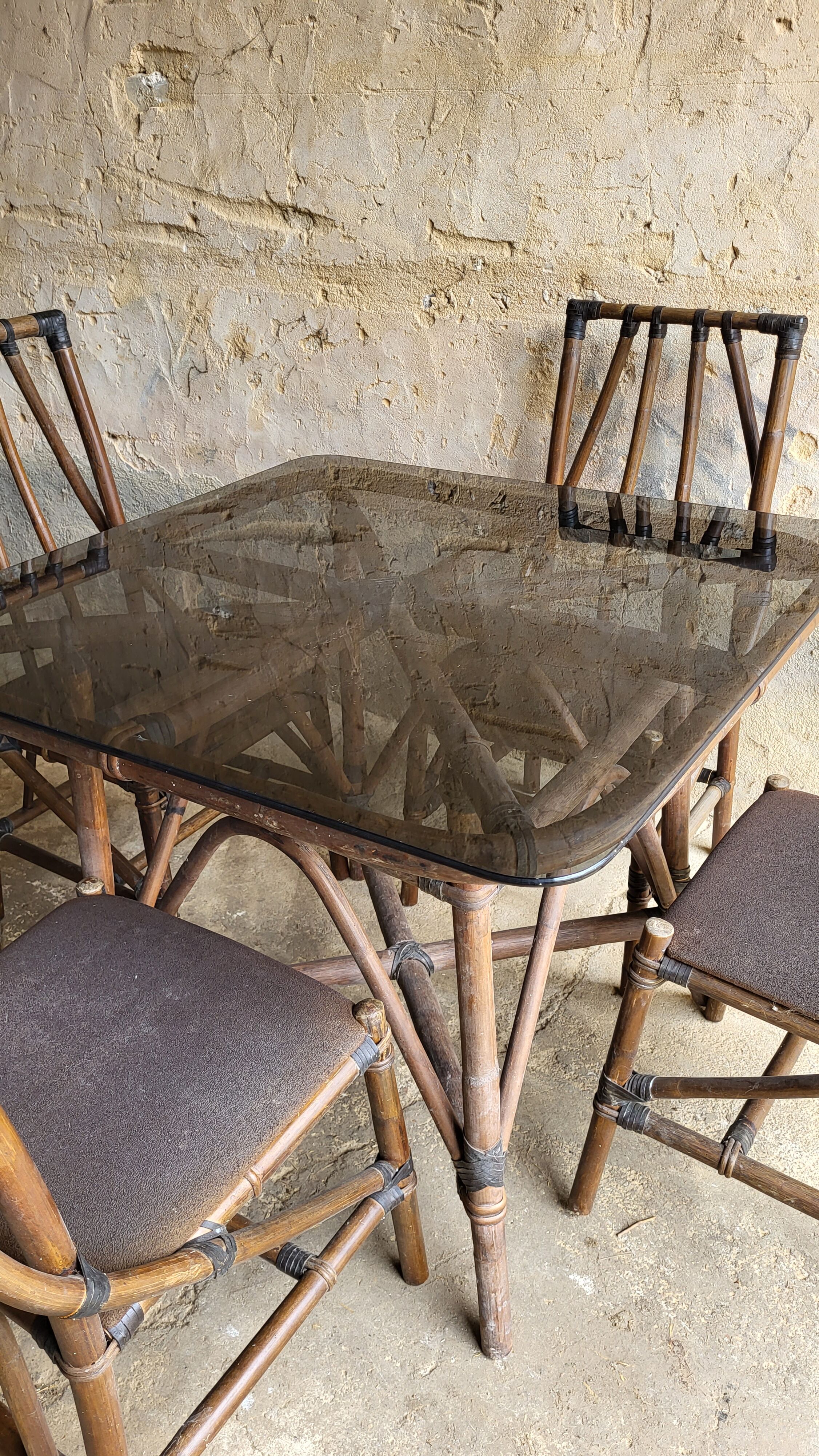 Set table & chairs bamboo vintage year 70