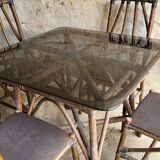Set table & chairs bamboo vintage year 70