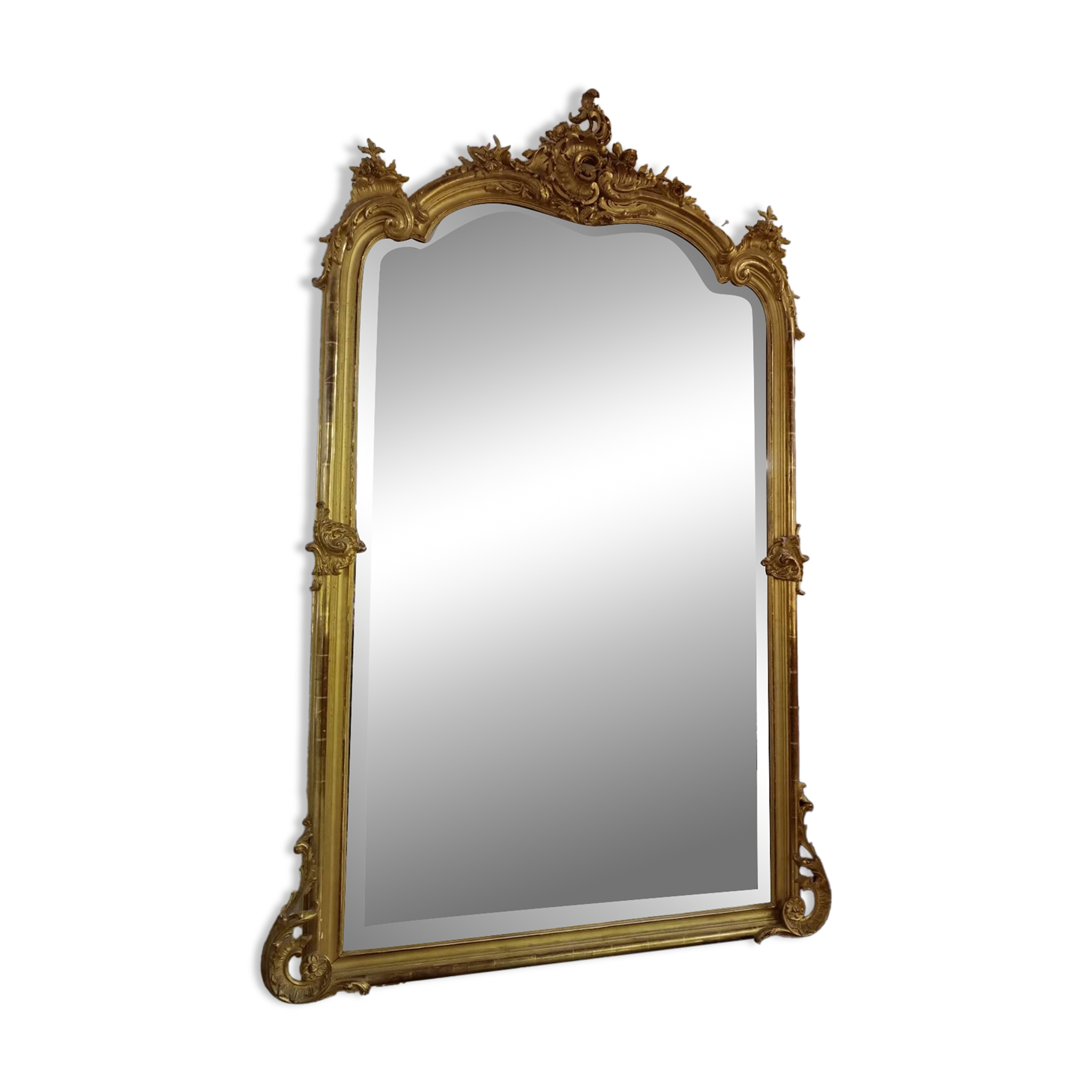 Large 19th century mirror gilded with gold leaf