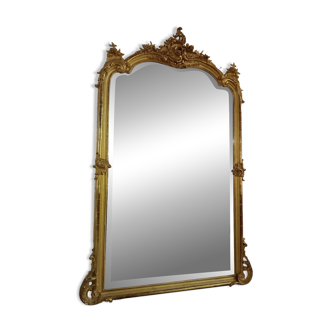 Large 19th century mirror gilded with gold leaf