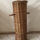 Woven wicker basket, vintage rod holder