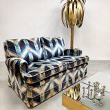 Vintage design Luxury velvet lounge sofa 2 seater 'Geometric lines'