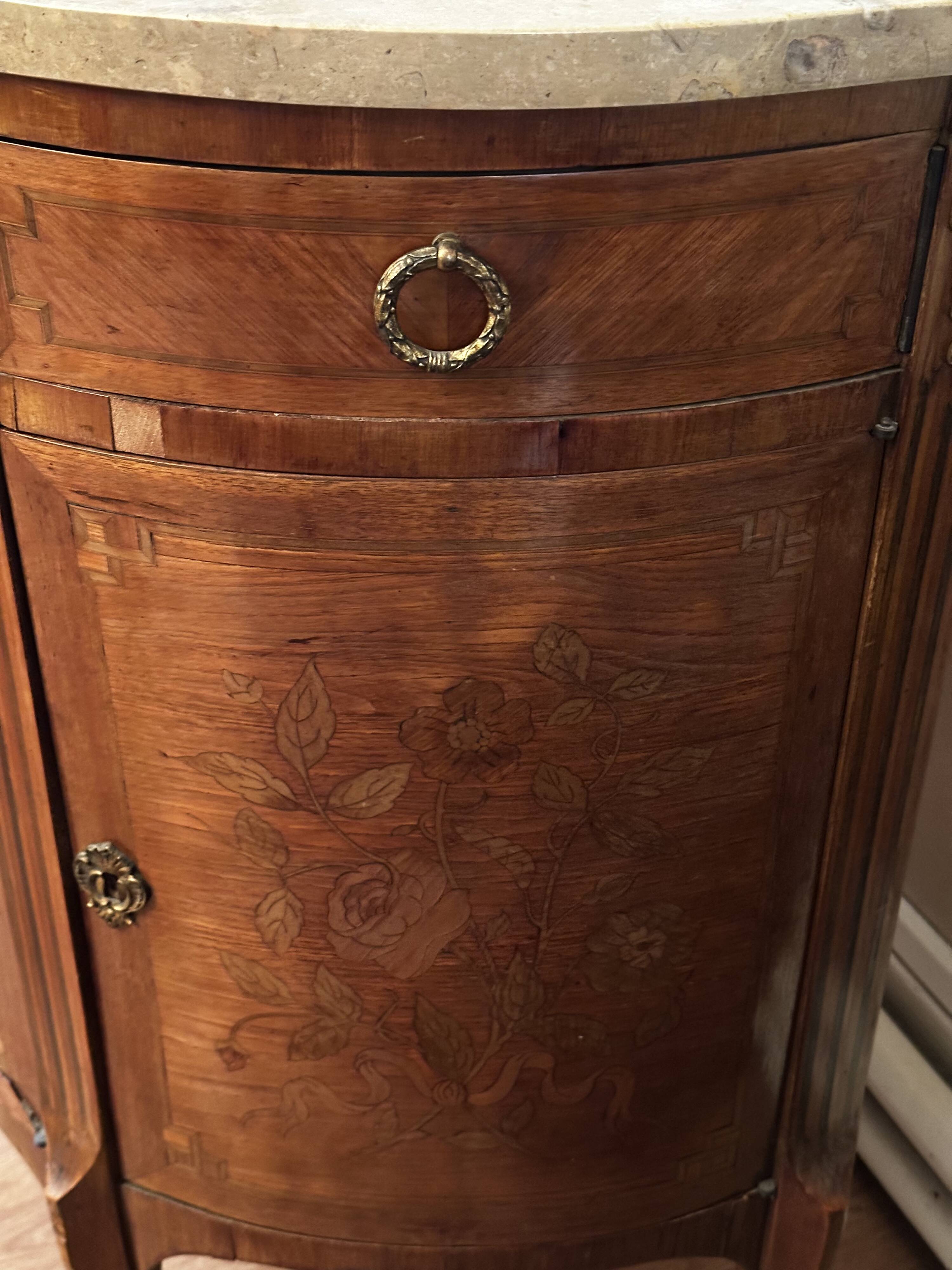 Louis XVI Style Half-Moon Chest of Drawers with Marquetry