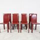 Red leather dining chairs by De Couro Brazil, 1980s - set of 8