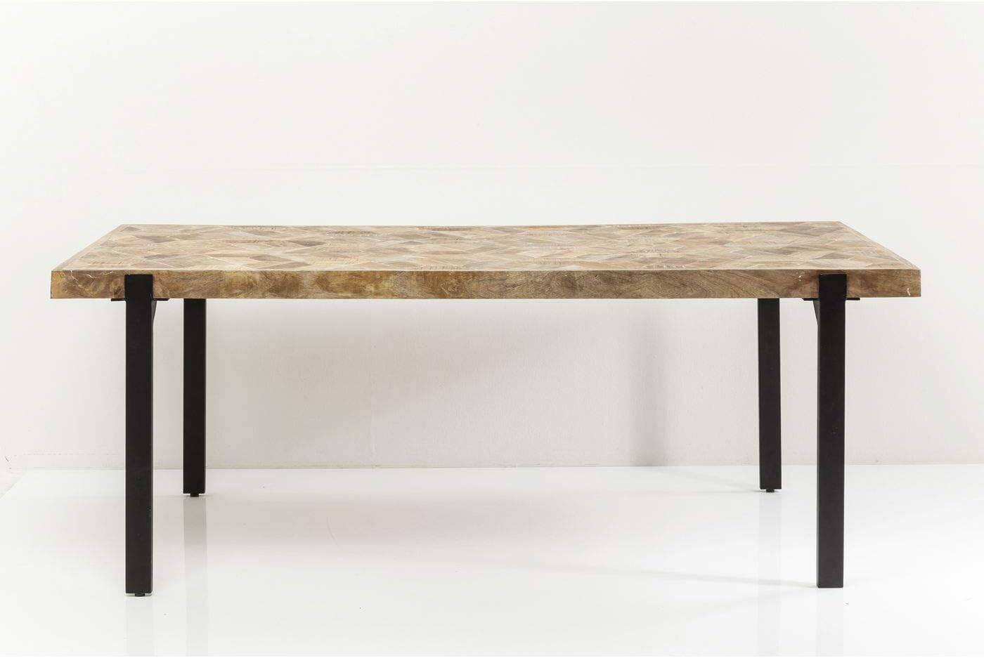 Tortuga table design 180 x 90 cm, made of mango wood and steel.