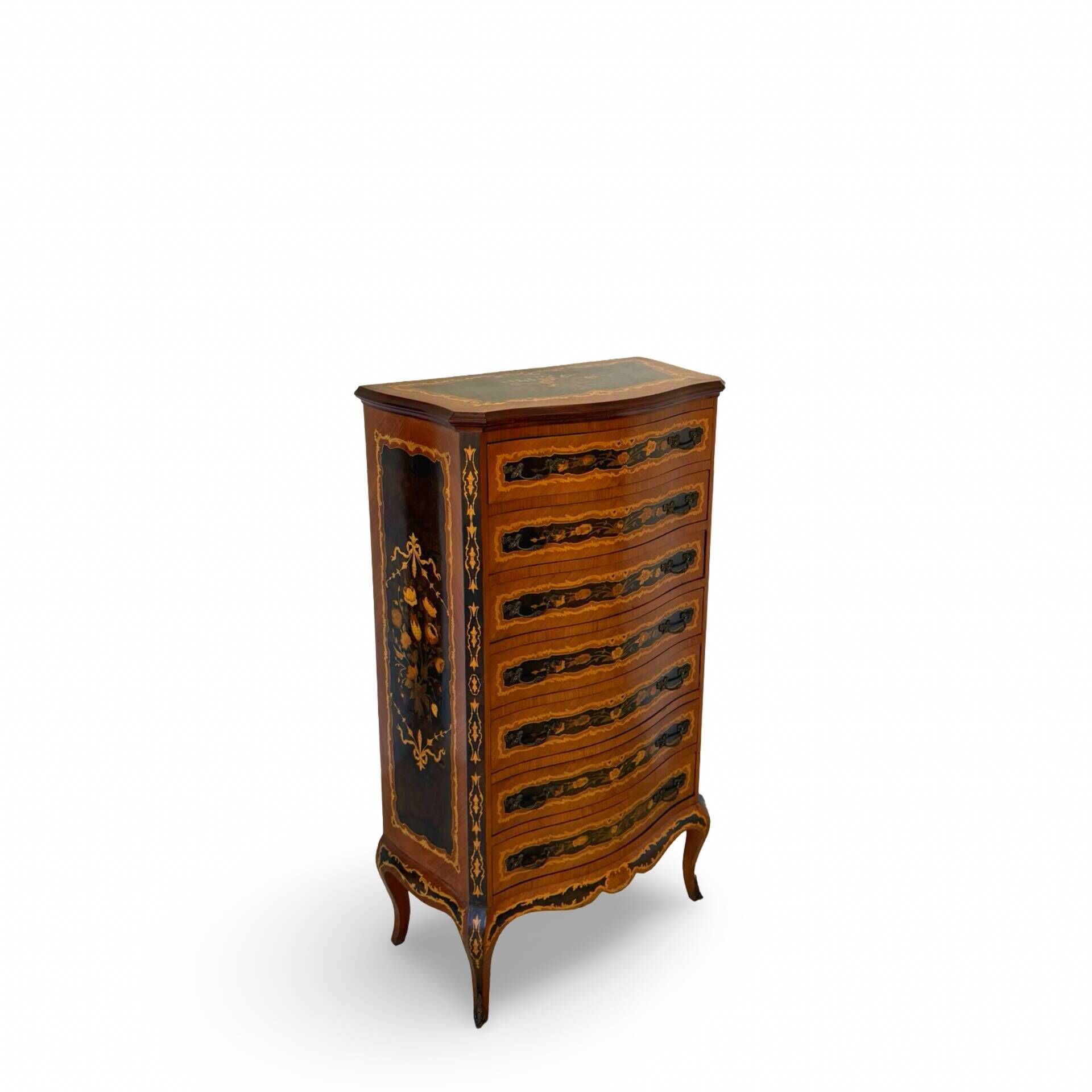 Wooden bedroom suite with inlays in mid-century Italian style, by Pacifici Prete, Rome.