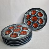 Set of six plates, oyster set, Pornic, 25 cm