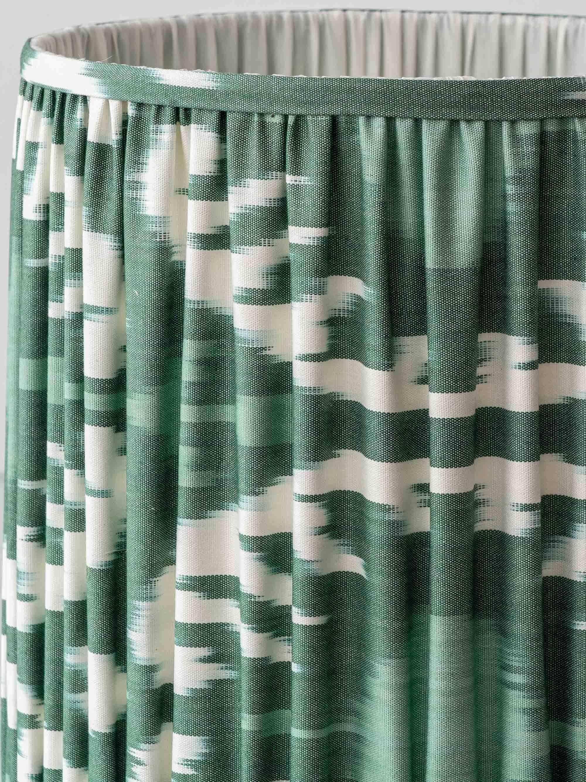 Art Deco table lamp by Charles Catteau for Boch Frères "Pineapple" with new Ikat silk shade.