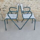 Pair of wooden and metal armchairs from the 60s