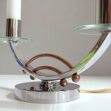 Pair of Art Deco Glass Chrome Lamps