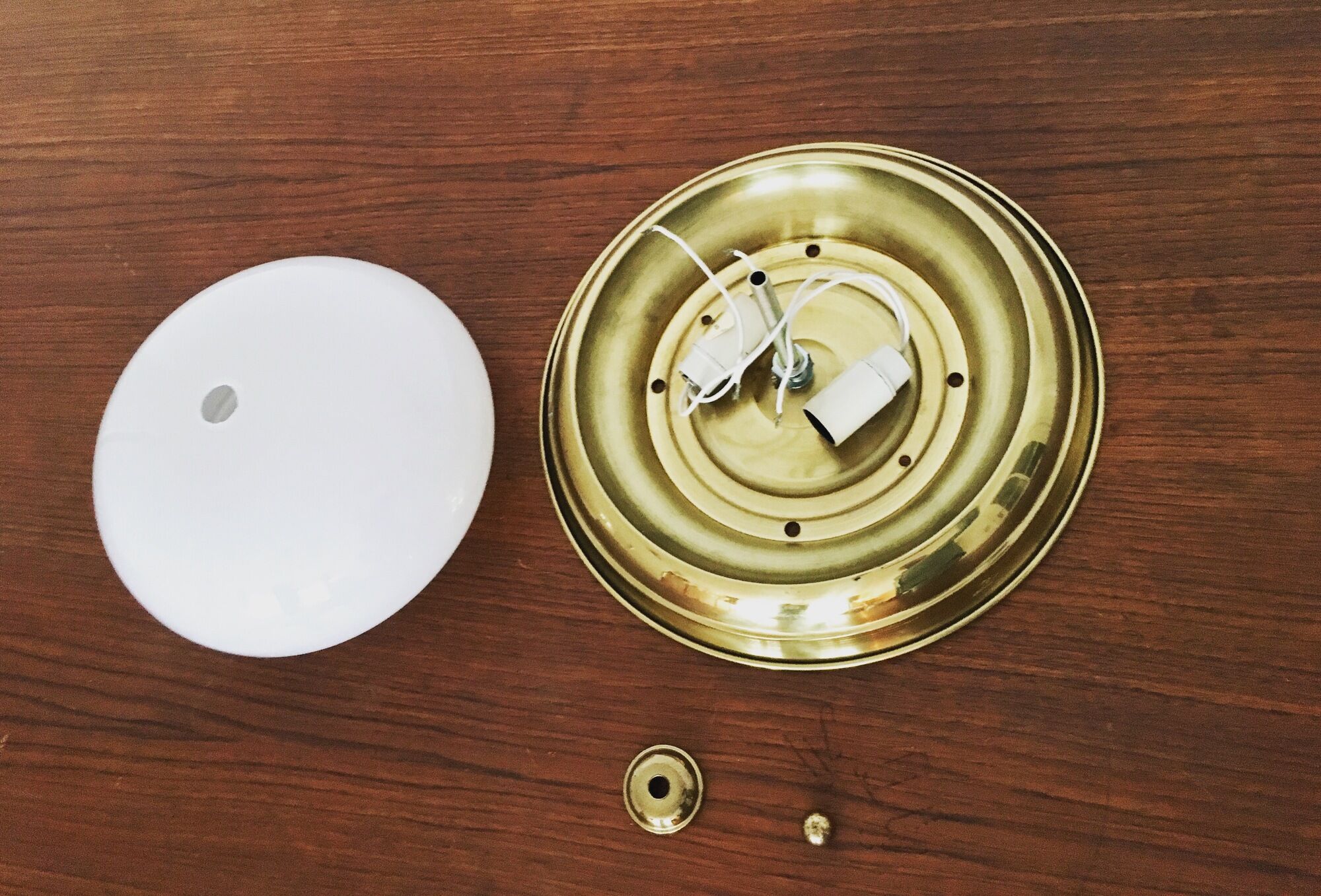 Brass and glass wall lamp or flush light