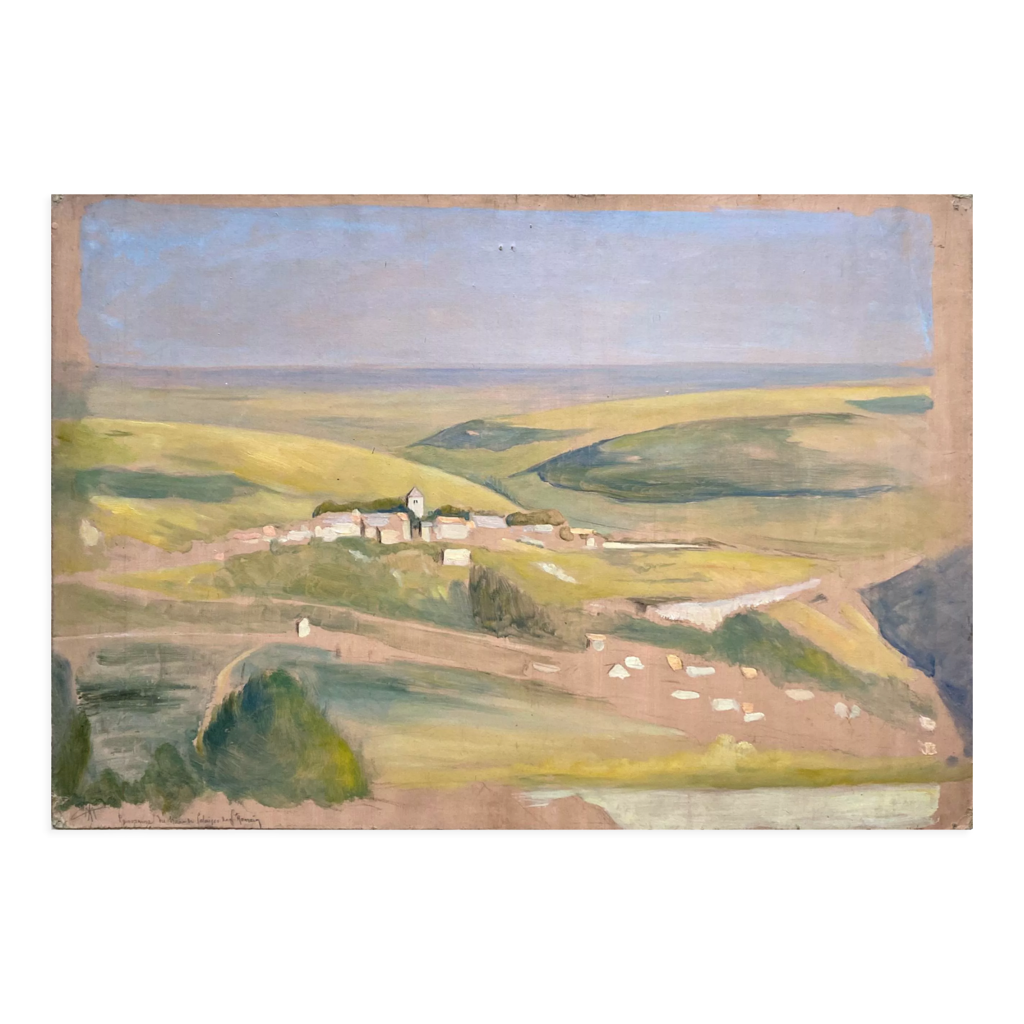Tableau HSP "Panorama à St Romain" (Côte d'Or) par Auguste Mallard (1895-1965)