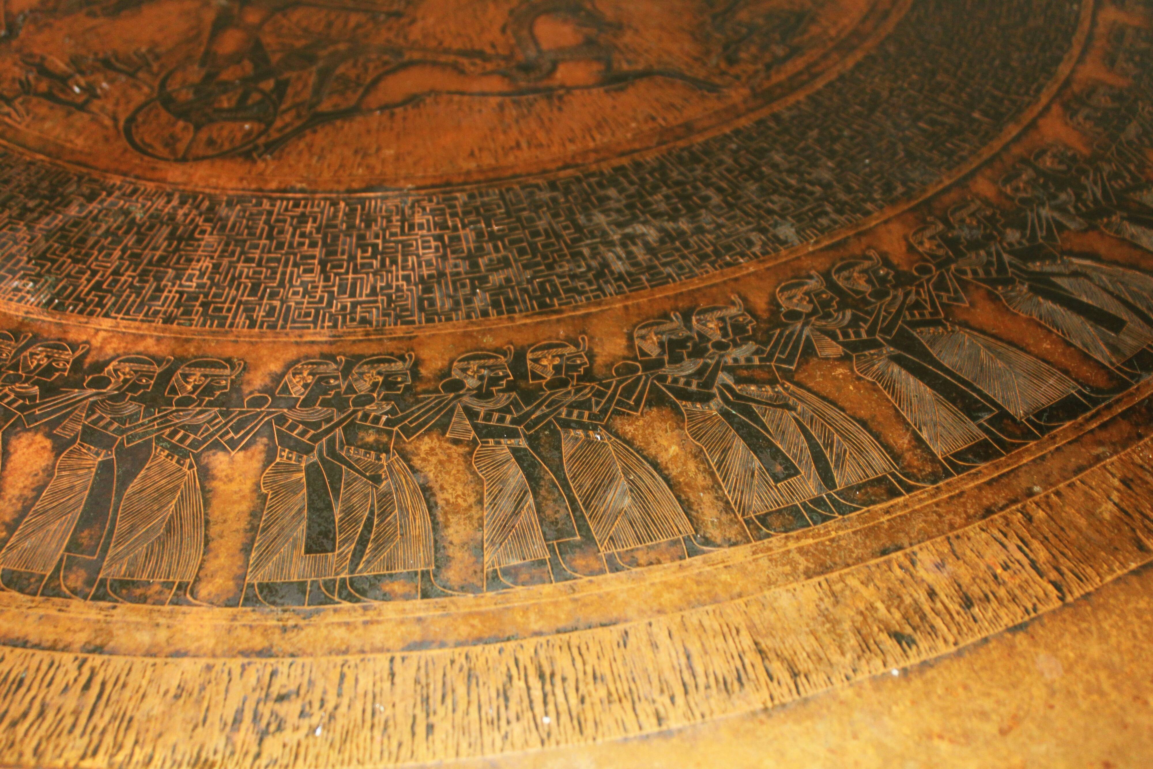 Mid-century copper and wood coffee table, Vad Trevarefrikk, Norway, 1960s.