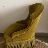 Green velvet toad armchair