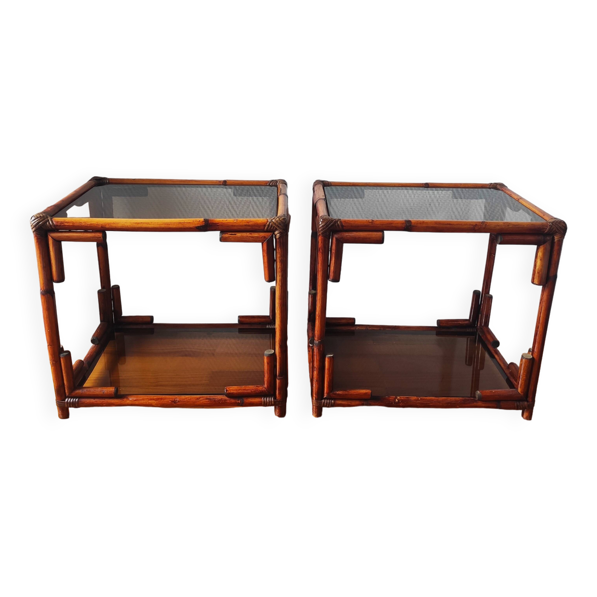 Pair of vintage 70/80s bedside tables and sofa ends