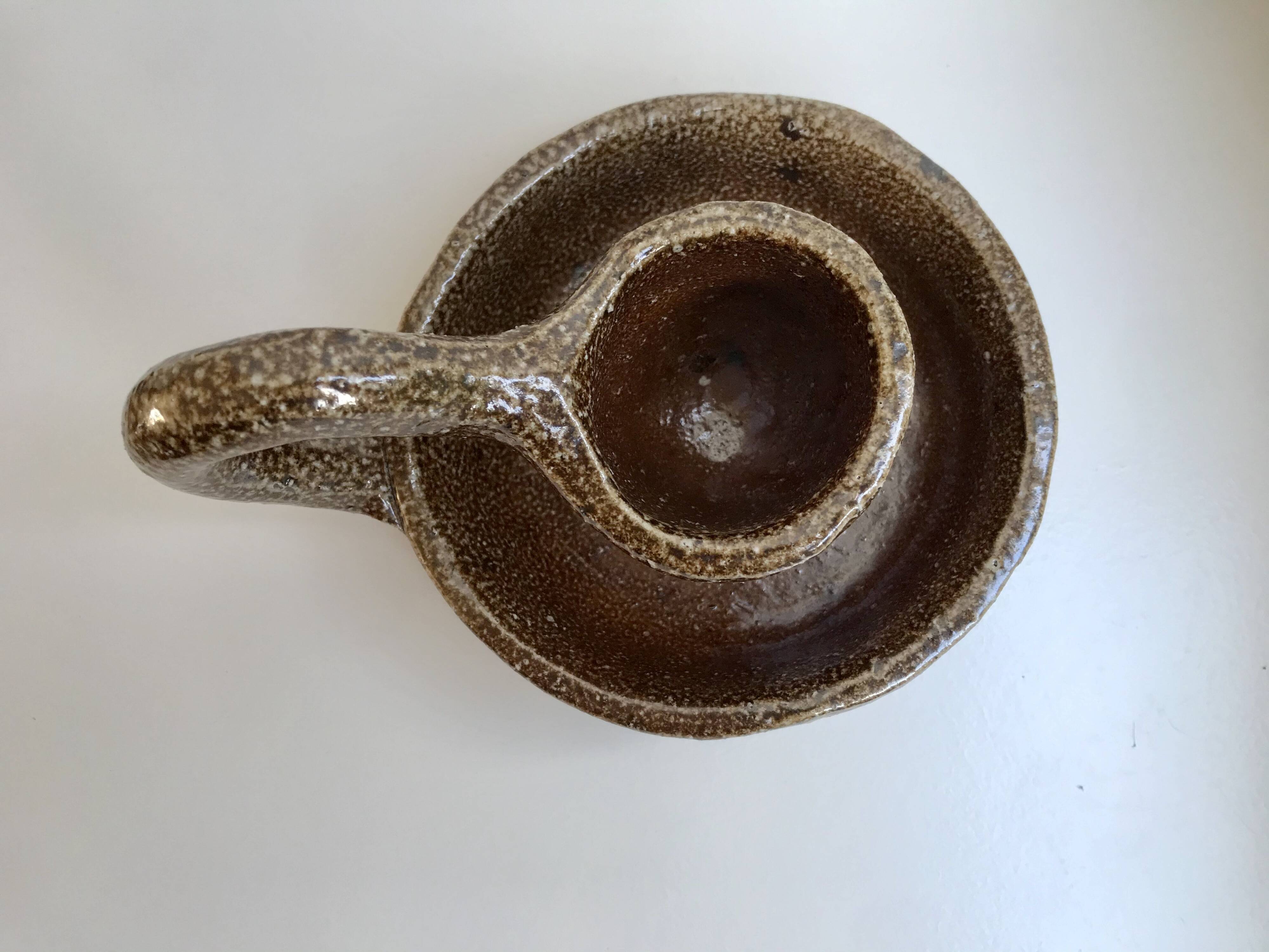 Ceramic candle holder pottery 70s