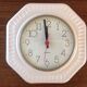 Octagonal clock in white ceramic, vintage 60s-70s